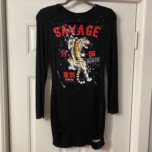 Savage Black LongSleeve Mini Dress